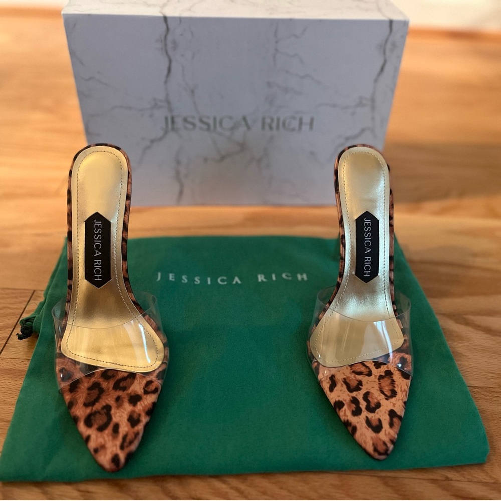 leopard print heeled  mules - Picture 4 of 4
